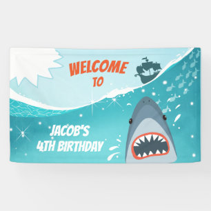 Haai Verjaardag Banner Zwembad party boy Ocean Spl