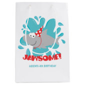 Haai verjaardag geschenk tas medium cadeauzakje (Voorkant)