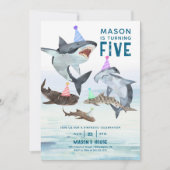 Haai Verjaardag Uitnodiging Pool Party Kids Verjaa (Voorkant)