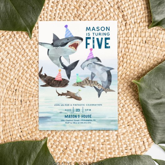 Haai Verjaardag Uitnodiging Pool Party Kids Verjaa
