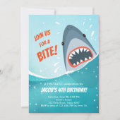 Haai Verjaardag Zwembad party boy Haai Bijt Aas Zw Kaart (Voorkant)