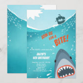 Haai Verjaardag Zwembad party boy Haai Bijt Aas Zw Kaart (Voorkant / Achterkant)