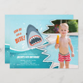 Haai Verjaardag Zwembad party boy Haai Bijt Aas Zw Kaart (Voorkant / Achterkant)