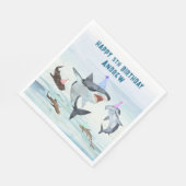 Haai verjaardags zwembadfeest servetten (Hoek)