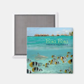 Haai vierkante magneet met Bora Bora tekst (Voorkant / Achterkant)