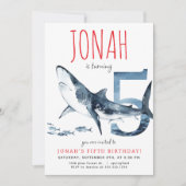 haai vijfde verjaardag uitnodiging (Voorkant)