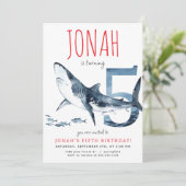 haai vijfde verjaardag uitnodiging (Staand voorkant)