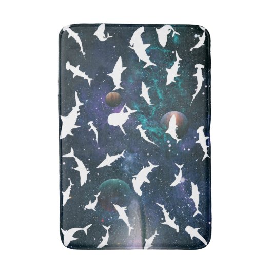 Haai vis witte schaduw op donkere galaxy Space Badmat (Voorkant Verticaal)