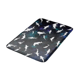 Haai vis witte schaduw op donkere galaxy Space Badmat