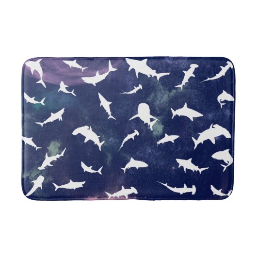 Haai vis witte schaduw op donkere galaxy Space Badmat (Voorkant)