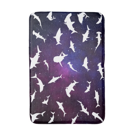 Haai vis witte schaduw op donkere galaxy Space Badmat (Voorkant Verticaal)