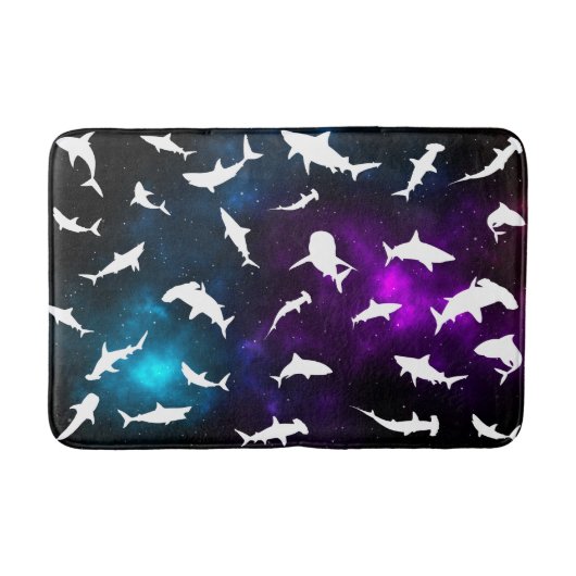 Haai vis witte schaduw op donkere galaxy Space Badmat (Voorkant)