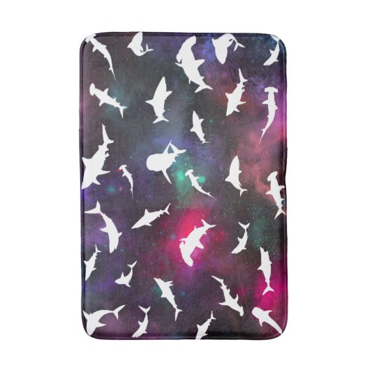 Haai vis witte schaduw op donkere galaxy Space Badmat (Voorkant Verticaal)