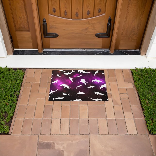 Haai vis witte schaduw op donkere galaxy Space Deurmat (Buiten)