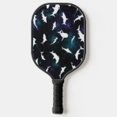 Haai vis witte schaduw op donkere galaxy Space Pickleball Paddle (Achterkant)