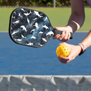 Haai vis witte schaduw op donkere galaxy Space Pickleball Paddle
