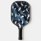 Haai vis witte schaduw op donkere galaxy Space Pickleball Paddle (Achterkant)