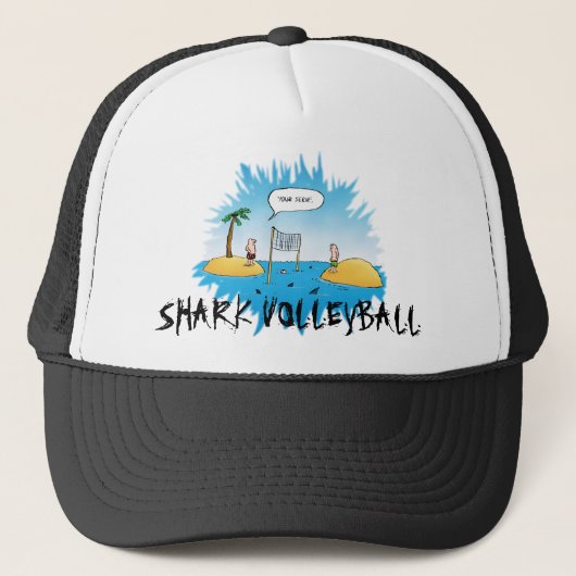 Haai Volleybal Grappige Cartoon Trucker Pet (Voorkant)