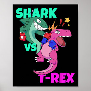 Haai Vs Dinosaur T Rex Bokshandschoenen Voor Kinde Poster