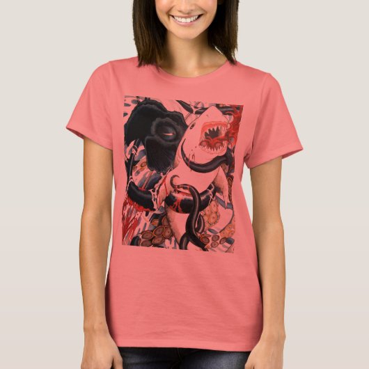 haai vs octopus t-shirt (Voorkant)