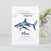 haai Waterverf blauw minimalistische jawsome party Kaart (Staand voorkant)