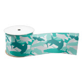 Haai Wit & Blauwgroen Camouflage Patroon Satijnen  Satijnen Lint (Spoel)