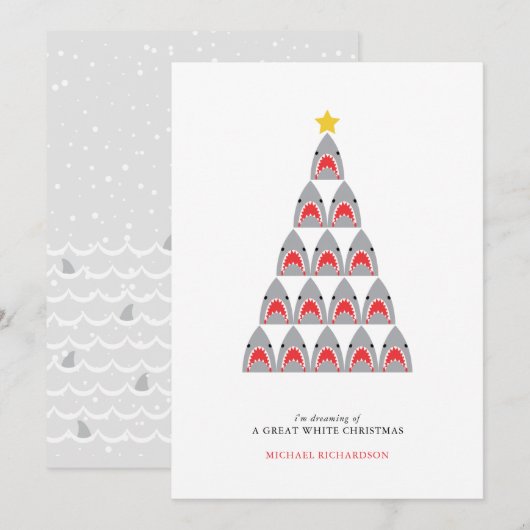 Haai Witte Kerstmis Plat Kerstkaart (Voorkant / Achterkant)