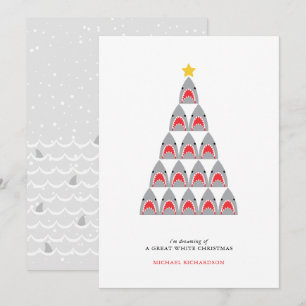 Haai Witte Kerstmis Plat Kerstkaart