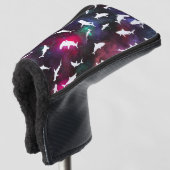 Haai witte schaduw op donkere galaxy Space Golfheadcover (3/4 voorkant)