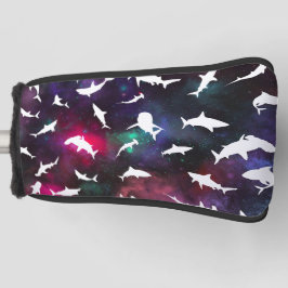 Haai witte schaduw op donkere galaxy Space Golfheadcover