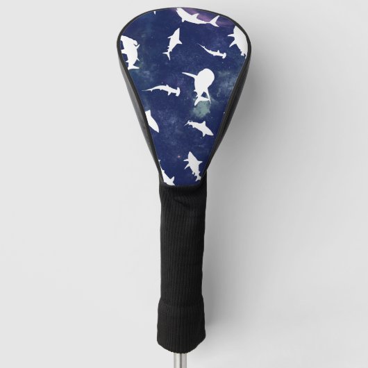 Haai witte schaduw op donkere galaxy Space Golfheadcover (Voorkant)