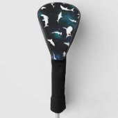 Haai witte schaduw op donkere galaxy Space Golfheadcover (Voorkant)