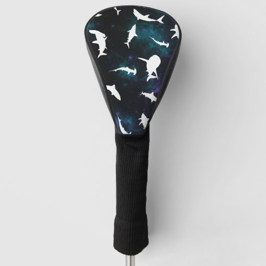 Haai witte schaduw op donkere galaxy Space Golfheadcover (Voorkant)