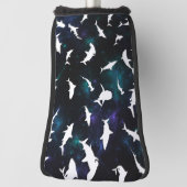 Haai witte schaduw op donkere galaxy Space Golfheadcover (Draai 90)