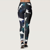 Haai witte schaduw op donkere galaxy Space Leggings (Achterkant)