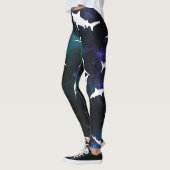 Haai witte schaduw op donkere galaxy Space Leggings (Links)