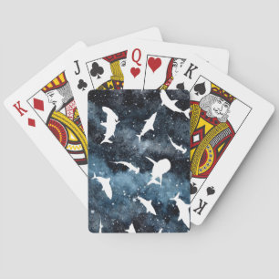 Haai witte schaduw op donkere galaxy Space Pokerkaarten