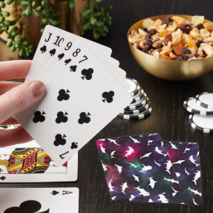 Haai witte schaduw op donkere galaxy Space Pokerkaarten