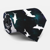 Haai witte schaduw op donkere galaxy Space Stropdas (Opgerold)