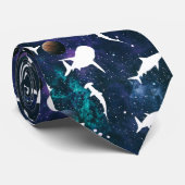 Haai witte schaduw op donkere galaxy Space Stropdas (Opgerold)