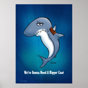 Haai Zal Een Groter Jasje Nodig Hebben Cartoon Pos Poster