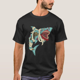 Haai Zombie Halloween Skelet Schedel Ribbenkast T-shirt