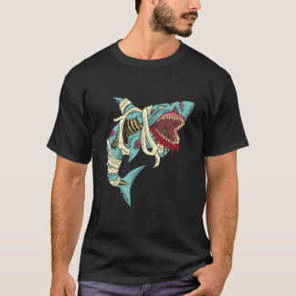 Haai Zombie Halloween Skelet Schedel Ribbenkast T-shirt