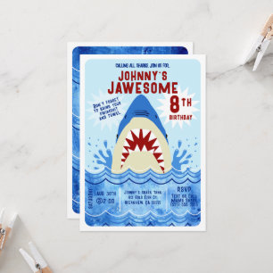 haai zwembad feest kaart