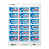 Haai Zwembad Zwemmen Verjaardagsfeestje Adresetike Etiket (Full Sheet)