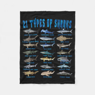 Haaien 21 soorten zeedieren fleece deken