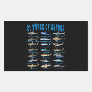 Haaien 21 soorten zeedieren rechthoekige sticker