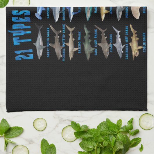 Haaien 21 soorten zeedieren theedoek (Gevouwen)