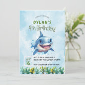 Haaien Aanval Oceaan Uitnodiging Jongens Verjaarda (Staand voorkant)