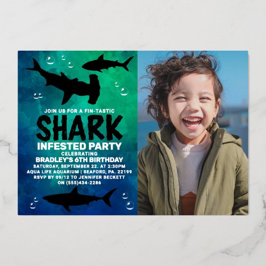Haaien Alle leeftijden foto Echte foto Folie Uitnodiging (Voorkant)